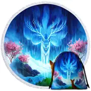 Animal Fantasy Art Wisdom Lake Fox Round Beach Towel