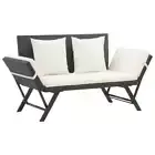 Garden Bench with Cushions Outdoor Patio Dining Sofa Lounge Chair Rattan Beige