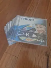 10 x Philips CD-R white inkjet printable 700MB 80 min 52 x speed compact disc