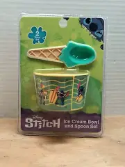 DISNEY STITCH SET ( 1 Set Ice Cream Bowl Ice Cream Bowl with Spoon Plastic Teal