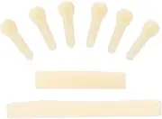 Labymos 6 String Martin Guitar Bone dle Preslotted Bone Nut and 6pcs Bridge Pins Kit for Acoustic Electric Guitar