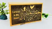 Brown wooden Adult Large Cremation tree and two birds carving Urns - Funeral Urn