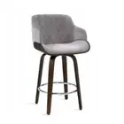 Kitchen Bar Stools Wooden Bar Stool Chairs Swivel Velvet Fabric Grey