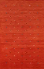 Soft and Plush Orange Gabbeh Hand-knotted Wool Rug 5x8 ft.