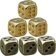 Hohopeti 6Pcs Vintage Copper Dice Retro Decorative Dice for Carnival Party and Nightclub Games Stylish Accessories for Gaming Enthusiasts