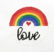 Lauren Bloch Love Rainbow Ornament Handpainted Needlepoint Canvas