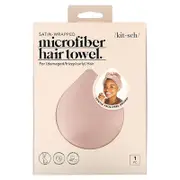 Kitsch, Satin-Wrapped Microfiber Hair Towel, Blush, 1 Towel