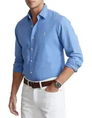 [Polo Ralph Lauren] Classic Fit Garment-Dyed Oxford Shirt in Blue