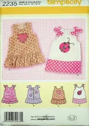 Simplicity 2235 Size A XXS-L Babies Dress Sewing Pattern (See Desc)