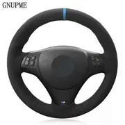 DIY Hand-stitched Black Suede Car Steering Wheel Cover For BMW M Sport M3 E90 E91 E92 E93 E87 E81 E82 E88 X1 E84 Black Thread