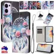 For OPPO Reno 13 12F 11F A40 A60 A80 A58 Pattern Case Leather Wallet Flip Cover