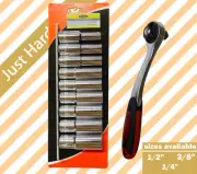 9 pc pcs Metric Deep Socket Tool Set 1/4" 3/8" 1/2" Deep With Socket Wrench AU