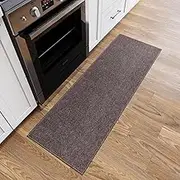 Ottomanson 20" x 59" Ultra-Thin Hallway Runner Rug - Durable Non-Slip Carpet for High-Traffic Areas - Fits Under Doors for Seamless Entry - Ideal for Kitchen, Entryway, Bedroom & Living Room, Brown