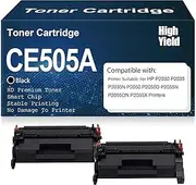 M401 M425 Compatible Toner Cartridge CE505A 05A Black Toner High Yield M401dn M425dw Toner for HP P2030 P2035 P2035N P2050 P2055D P2055N P2055DN with Chip,CE505A Black-2PC