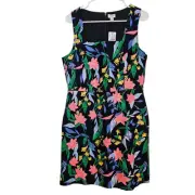 J.crew Floral Square Neckline Sheath Sleeveless Dress size 12