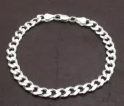 8" Mens Italian Solid Miami Cuban Link Hand Chain Bracelet Real Sterling Silver