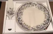 Andrea by Sadek Japan Cake Plate & Server Set Fine Porcelain Floral Donna 10.5”