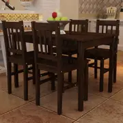 4 Seater Table And Chairs Set Solid Pine Wood 5 Pcs Kitchen Dining Furniture