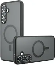 Compatible with Samsung Galaxy S23 Fe Case Cover,Compatible with Samsung Galaxy S23 Fe Translucent Matte Back Shockproof Magnetic Case Black