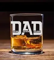 NeeNoNex Dad The Man The Myth The Legend Design Whiskey Glass, Laser Engraved Glass For Dads And Grandpas As Birthday and Celebration Gift