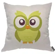 Cartoon Owl Throw Pillow Cover Bird Comic Cute Funny Portrait Big Eyes Nature