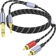 DCNETWORK 3.5mm to RCA, 1/4 TRS to Dual RCA Cable, 2-in-1 Audio Cable, Gold-Plated HiFi Sound Headphone Jack Auxiliary Cord 1/8 6.35mm Adapter Stereo Y Splitter for Phone Speaker MP3 Tablet HDTV 10FT