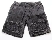 91 Cotton On Men's Twill Denim Jogger Shorts BL1 Black Acid Patch Size 32 NWT