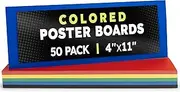 Hygloss Small Colored Poster Board 4x11-50 Assorted Standard Color Poster Boards Bulk Pack - Red, Yellow, Green, Blue, Black - 10 Pt. Thickness Poster Board Paper - Posterboard Multipack 4" x 11"