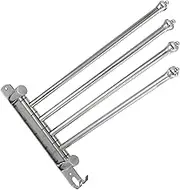 304 Stainless Steel Punch Towel Rack Rotating Swivel Bar Stand for Bathroom Space Saving Design with Double Hooks Heavy Duty Load Capacity Resistant Towel Holder