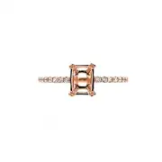 Ring Semi-Mount Emerald Cut 7x5mm In 14k Rose Gold With Diamond Accents (44283)