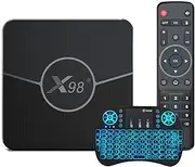 Android 11.0 TV Box, Smart Box Amlogic S905X2 64-Bit Quad Core Cortex-A55 CPU, 4K UHD Bluetooth 4.1 2.4G/5G WiFi Stream Media Box with Mini Wireless Keyboard,4gb+64gb