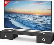 YAOHUOO 45" Large TV Riser with Fabric Drawers for 32-60 inch TV, TV Stand Riser with Steel Legs, Tabletop TV Riser Shelf, Monitor Stand Riser for Home Office, Black