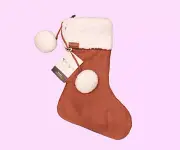 Koolaburra UGG Christmas Stocking Holiday Decor Pom Poms Fur Faux Suede Gifts