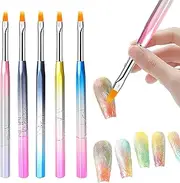 WOKOTO 5 Pcs Nail Ombre Brush For Acrylic Nails Art Gradient Painting Brush With Gradient Color Hexagonal Cylinder Penholders For Nail Design Brushes For Gel Nails Art Brushes Ombre Nail Brushes