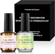 SULLMAR Nail Prep Dehydrator & Nail Primer X-Strength Kit, 2pcs Nail Dehydrator and Primer Profession Nail System Enhance Nail Bonding Nail Primer and Dehydrator for Acrylic Nails