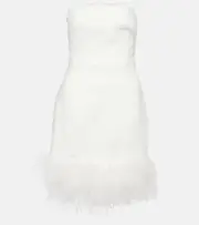 [Rebecca Vallance] Rebecca Vallance Bridal Evelyn feather-trimmed minidress UK 14 white