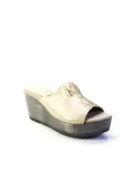 Callen Cordero Womens Slide On Platform Mule Luna Wedge Sandals Gold Size 10
