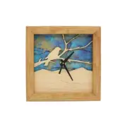 Sabbath-Day Woods Box Clock for Wall or Mantel Bird on a Branch Azure Sky