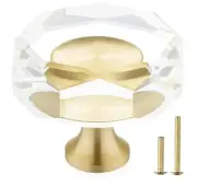 20 Pack Brass Crystal Cabinet Knobs Glass Crystal Gold Drawer Knobs 1 1/4"
