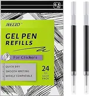JEEZZO Gel Ink Refills Black Medium Point Compatible with Pilot Pentel Sharpie Uni-Ball Zebra Clickers for Working Drawing and Journaling 24 pcs