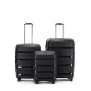 3pc Tosca Comet 4-Wheeled Suitcase Luggage Travel Bag Set S/M/L - Black