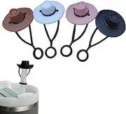 Xolixorium 4 Color Silicone Cowboy Hat Straw Covers for Stanley Cup 30/40 oz - Cute Tumbler Straw Topper Accessories for Man & Woman Gift.