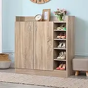 ALFORDSON Shoe Cabinet 21 Pairs Shoes Storage Rack Adjustable Cabinets Organiser Drawer Shelf with 9 Shelves and Anti-tip Kit, Wooden Home Furniture for Living Room, Entryway, Hallway, 85cm Wood