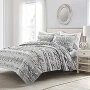 Lush Decor Light Gray-Full/Queen Lush Décor Belle 3 Piece Ruffled Quilt Set, 3