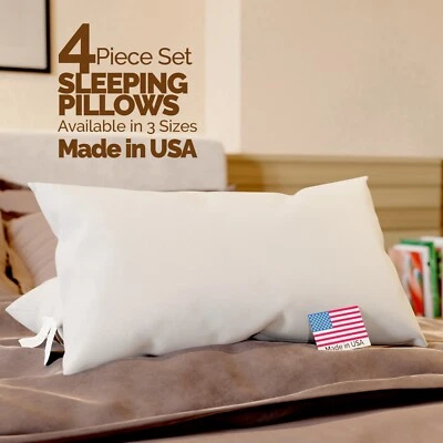Sleeping Bed Pillows Hypoallergenic Hotel Luxury Side Sleeper Made in USA 4 Pack