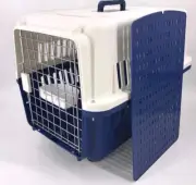 Navy XXXL Dog Puppy Cat Crate Pet Carrier Cage W Tray, Bowl & Removable Wheels