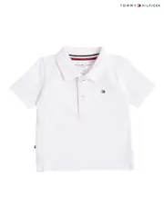 Tommy Hilfiger White Essential Flag Short Sleeve Polo Shirt (F54943) | $67