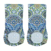 2Pcs Patchwork Boho Print Removable Dining Chair Slipcovers Stretch Chair Covers -Blue