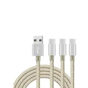 Catzon 1M 2M 3M 3Packs USB Type C Cable Nylon Braided Phone Cable Fast Charger Cable USB Cord -Gold Silver
