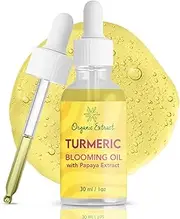 ORGANIC EXTRACT Turmeric Oil for Face & Body - 1 fl oz / 30 ml – Brightening Serum for Dark Circles, Wrinkles, Dark Spots, Hydrates and Nourishes with Papaya, Jojoba Oil and Vitamin E, Made in USA